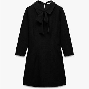 Zara Elegant Bouncle Ribbon Bow Tie Dress Black Size M NEW